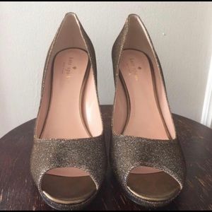 NIB KATE SPADE FORMAL PEEP TOE METALLIC STILETTO 9